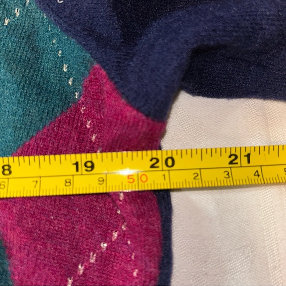 Talbots Sweater Women L Purple Wool Blend Argyle Preppy Holiday Soft Workwear - Picture 6 of 7